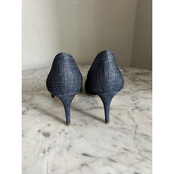 Deimille Jeweled Pearl Embellished Heels Size 38 US 8 Metallic Denim Blue - Picture 3 of 7